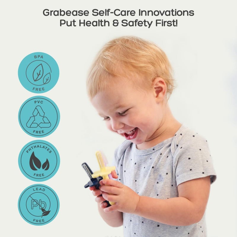 grabease Double-Sided Finger Toothbrush - Promotes Independent Brushing & Toddler Toothbrush - Recyclable Silicone Baby Brush - Finger Brush for Gum Massage - 12 Months & Up, Blush, Pack of 1 - Image 5